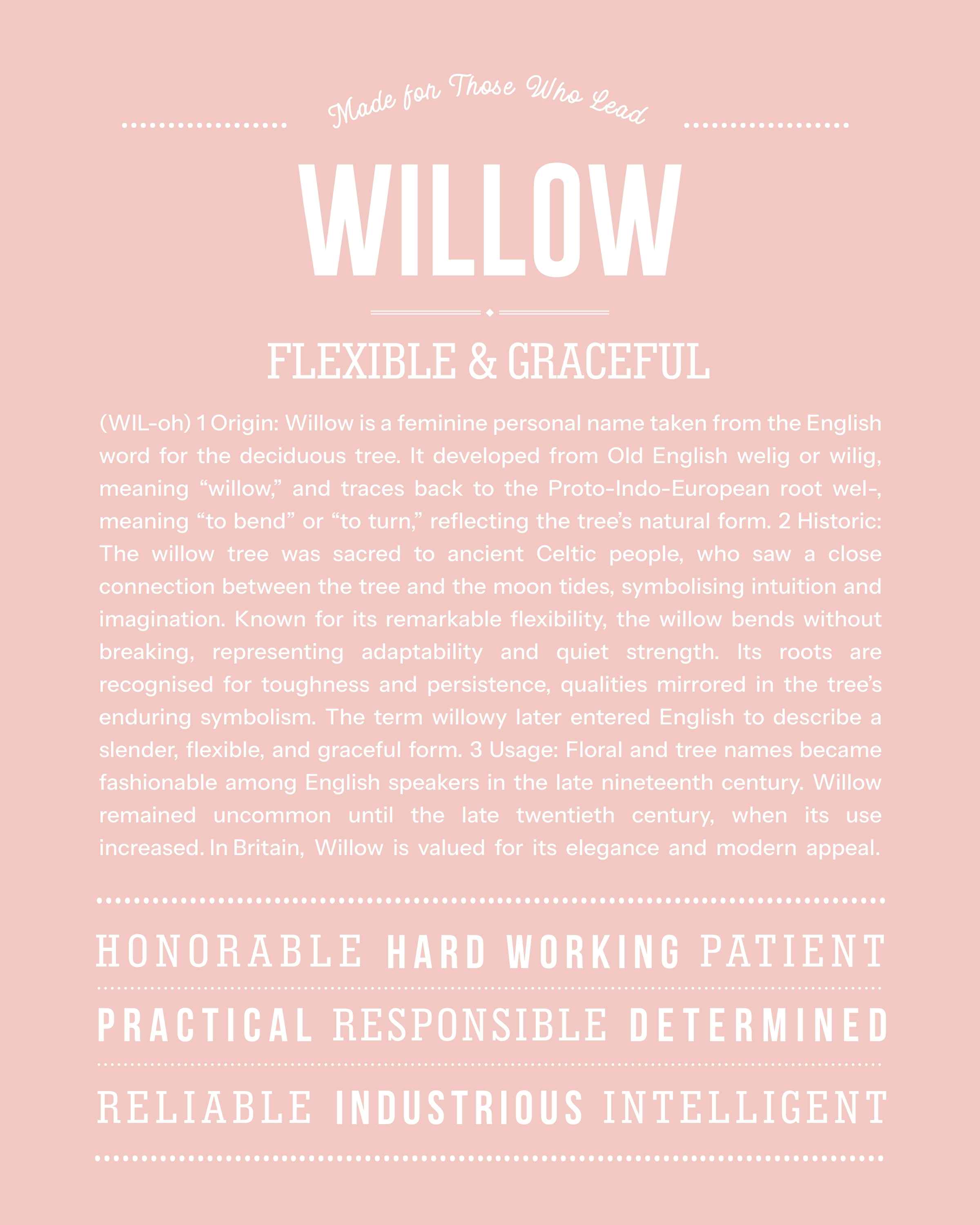 Willow | Personalised Name Meaning Print – Custom Name Art Gift