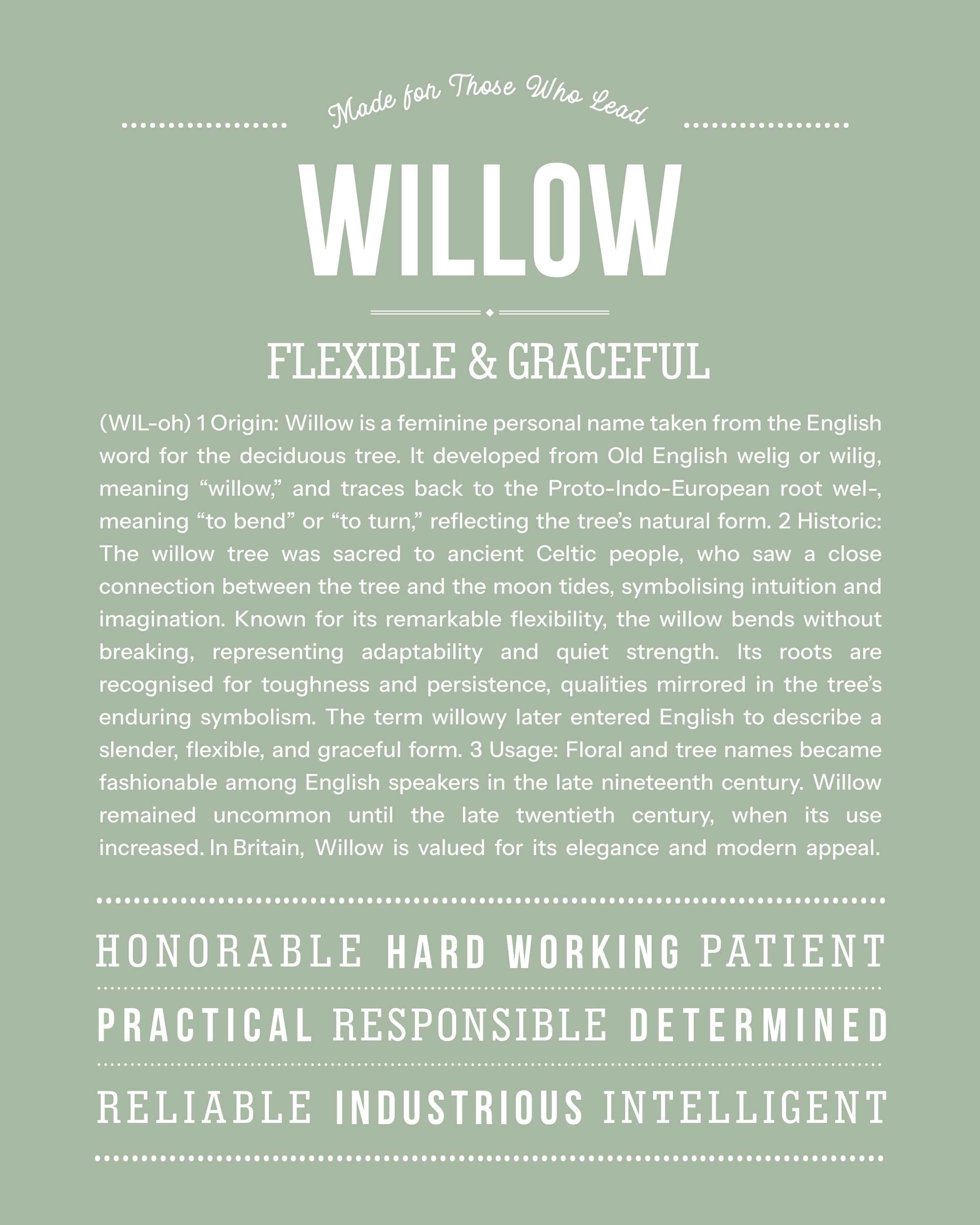 Willow | Personalised Name Meaning Print – Custom Name Art Gift