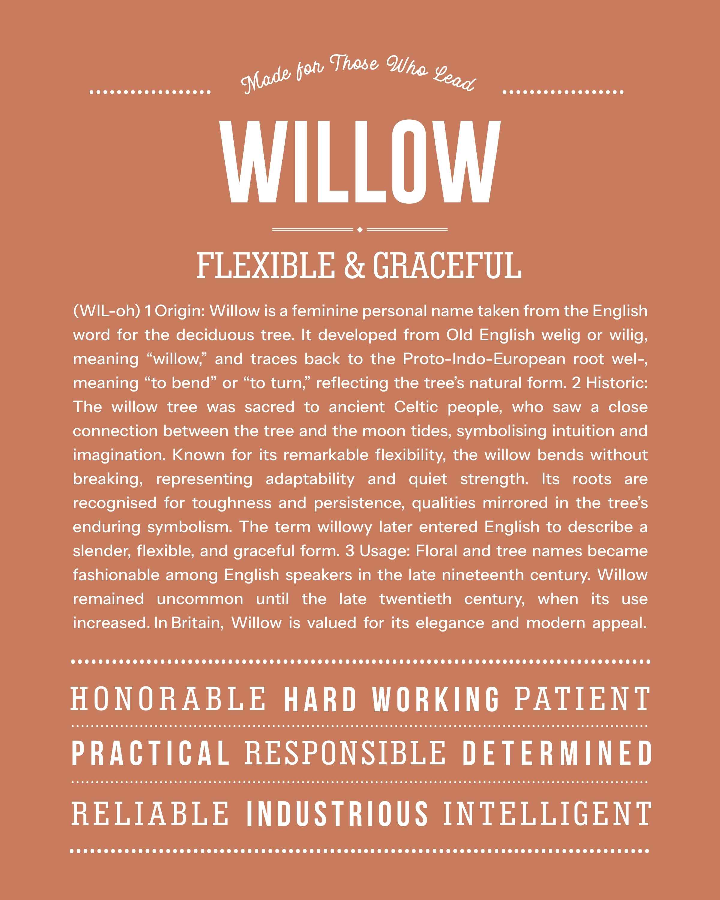 Willow | Personalised Name Meaning Print – Custom Name Art Gift