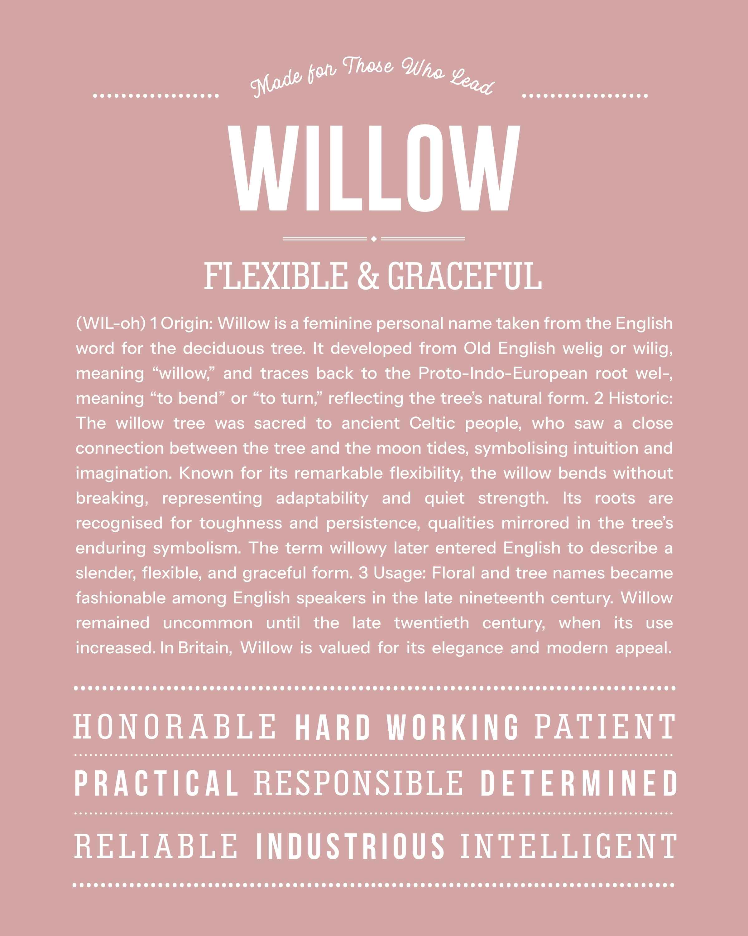 Willow | Personalised Name Meaning Print – Custom Name Art Gift