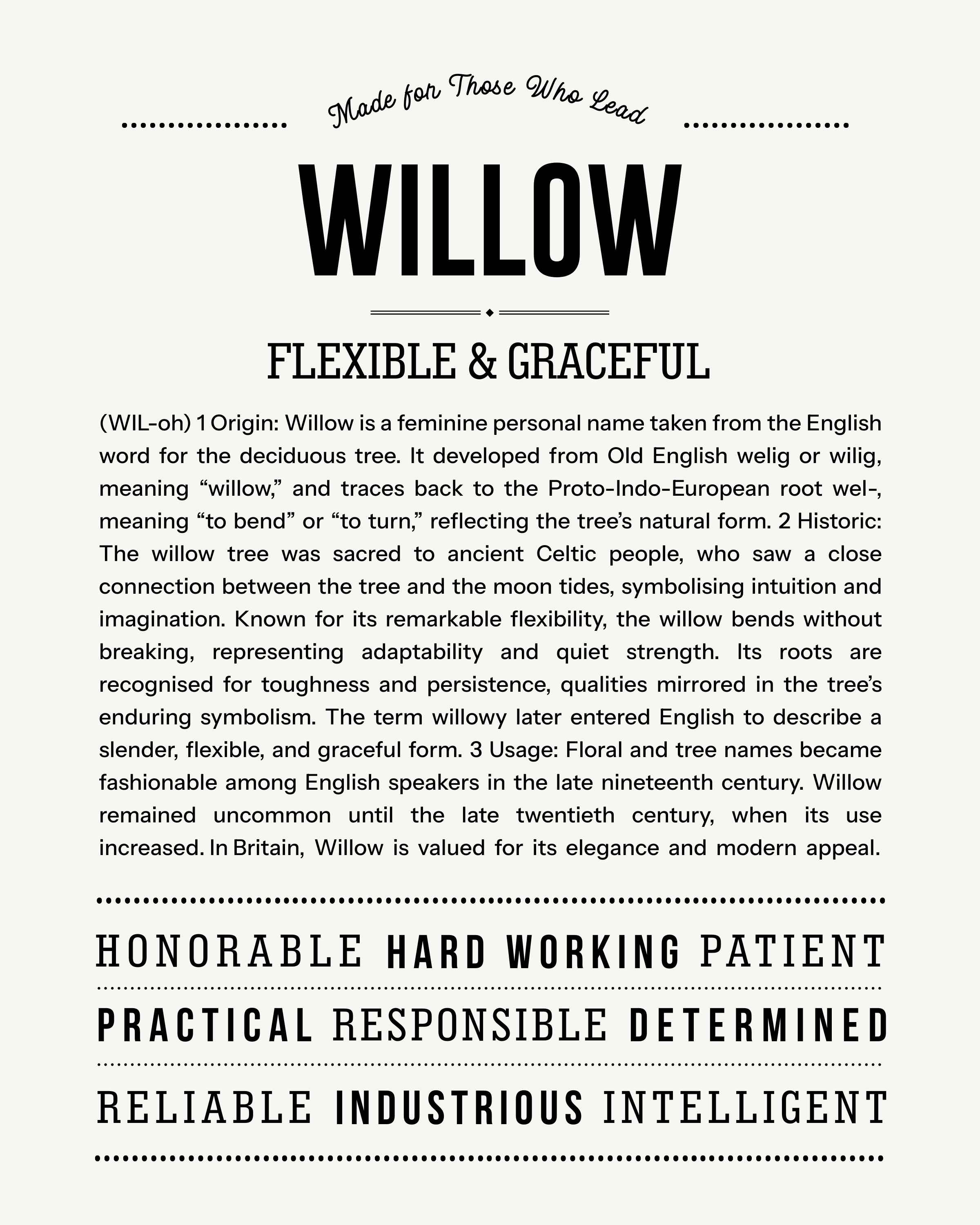 Willow | Personalised Name Meaning Print – Custom Name Art Gift