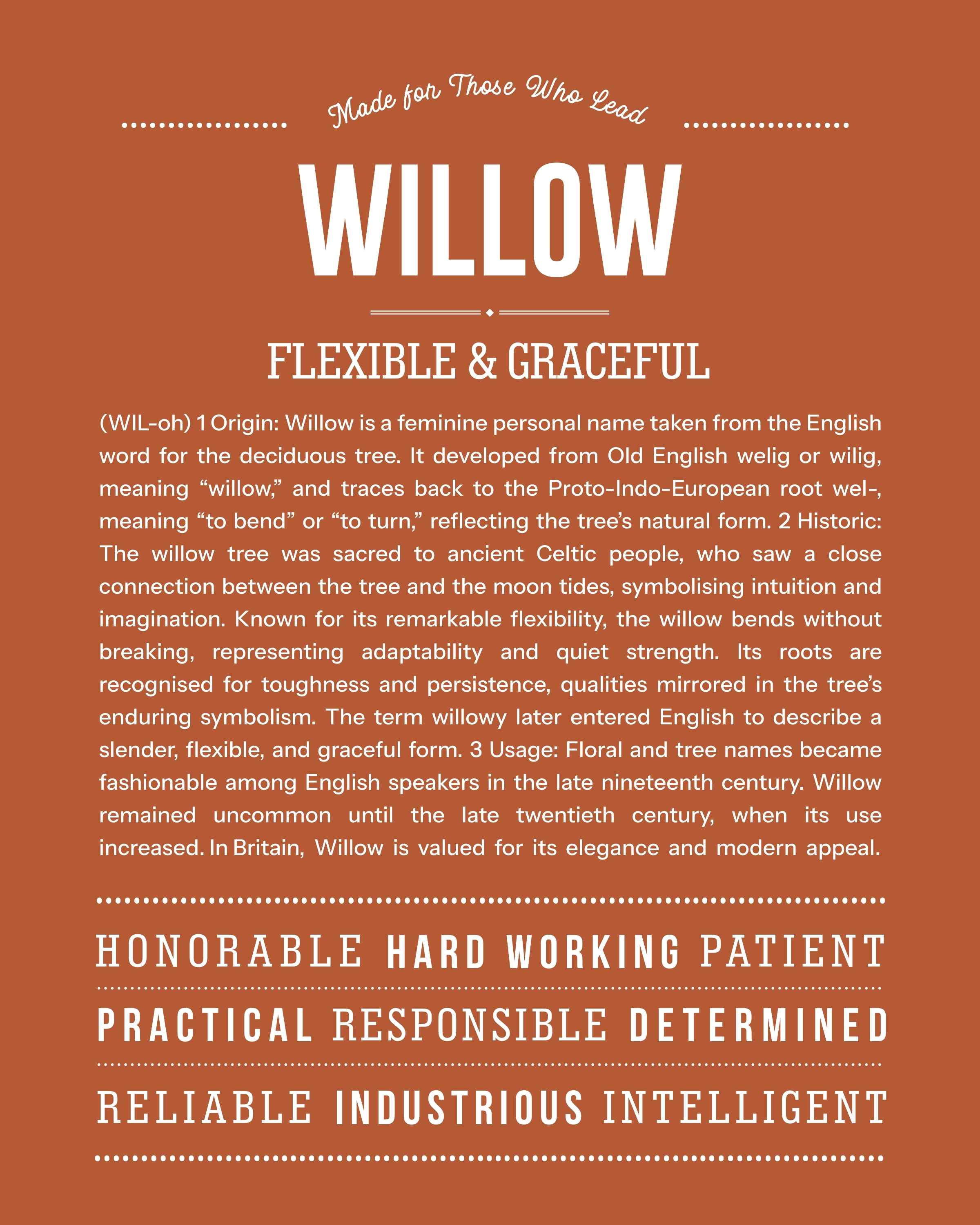 Willow | Personalised Name Meaning Print – Custom Name Art Gift