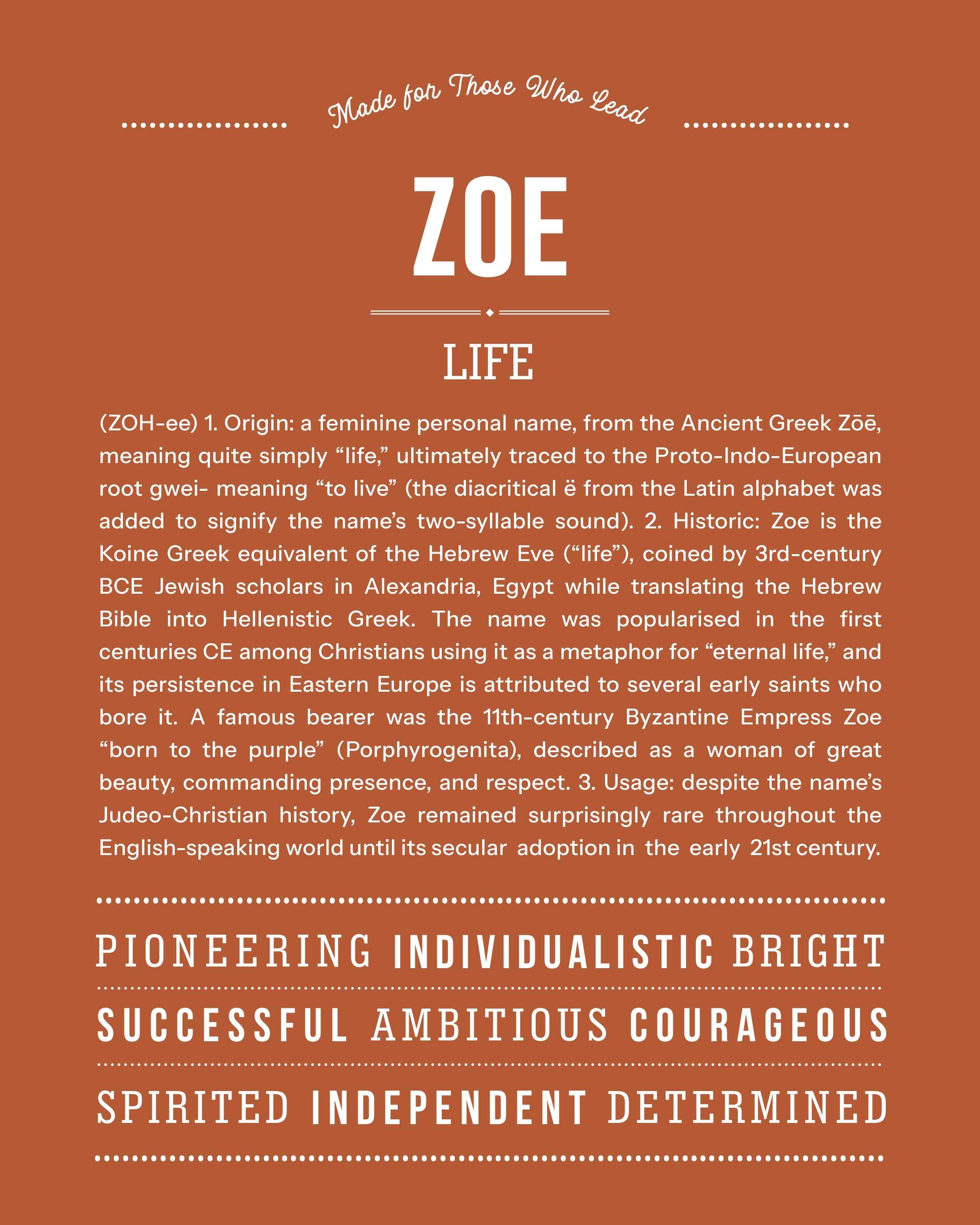 Zoe | Personalised Name Meaning Print – Custom Name Art Gift
