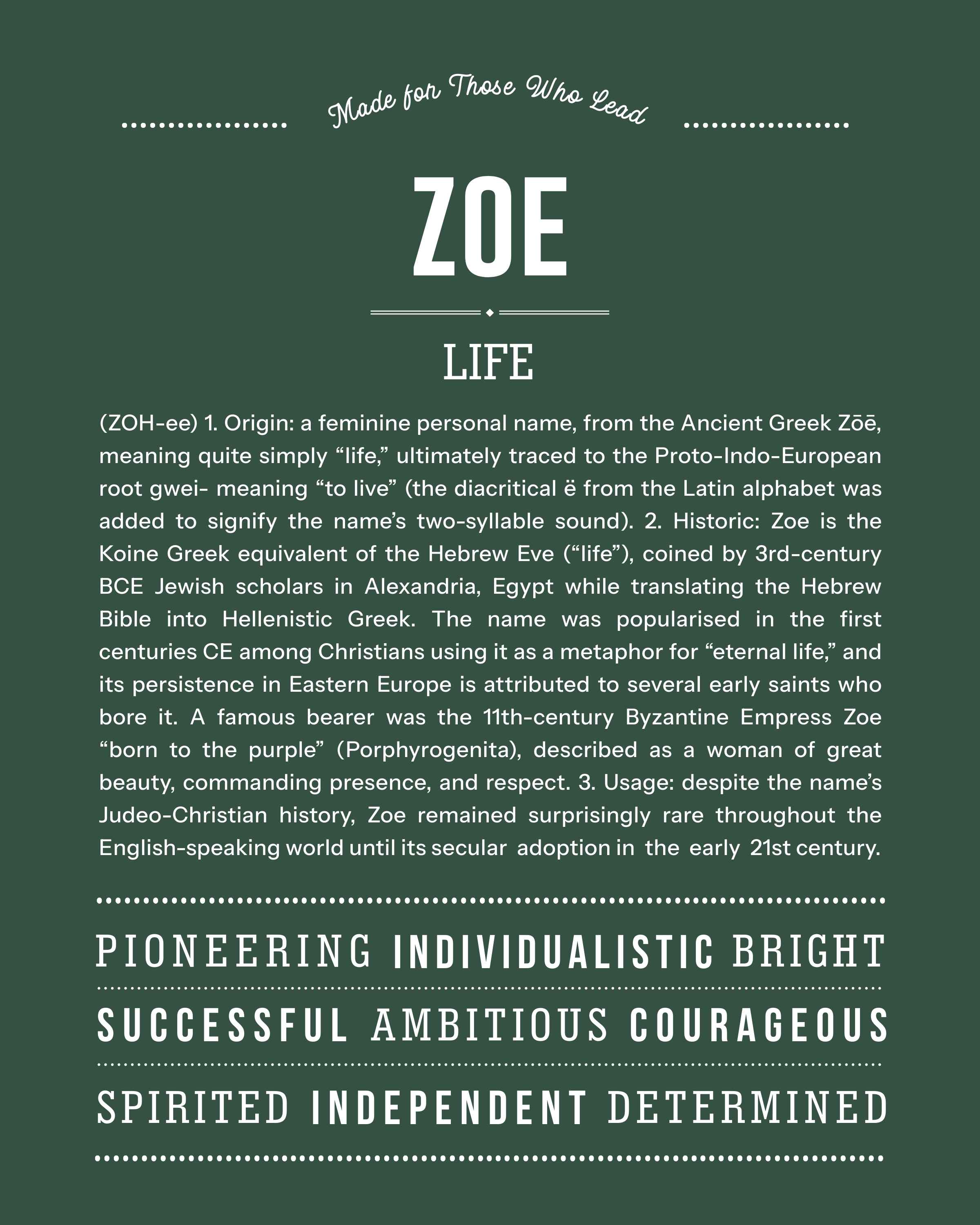 Zoe | Personalised Name Meaning Print – Custom Name Art Gift