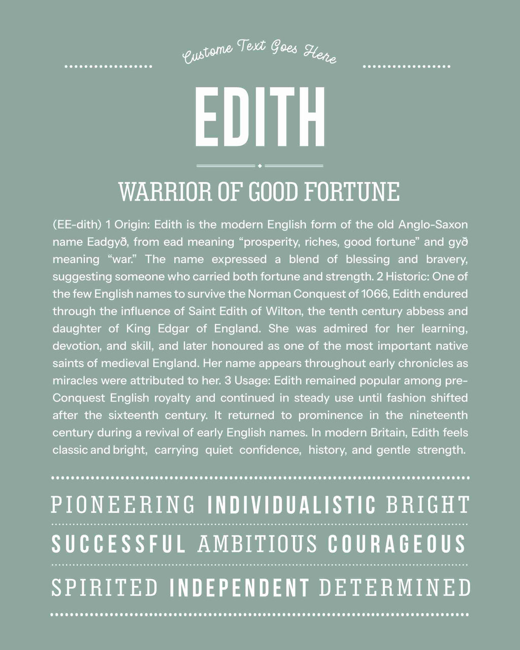 Edith | Personalised Name Meaning Print – Custom Name Art Gift