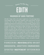Edith | Personalised Name Meaning Print – Custom Name Art Gift