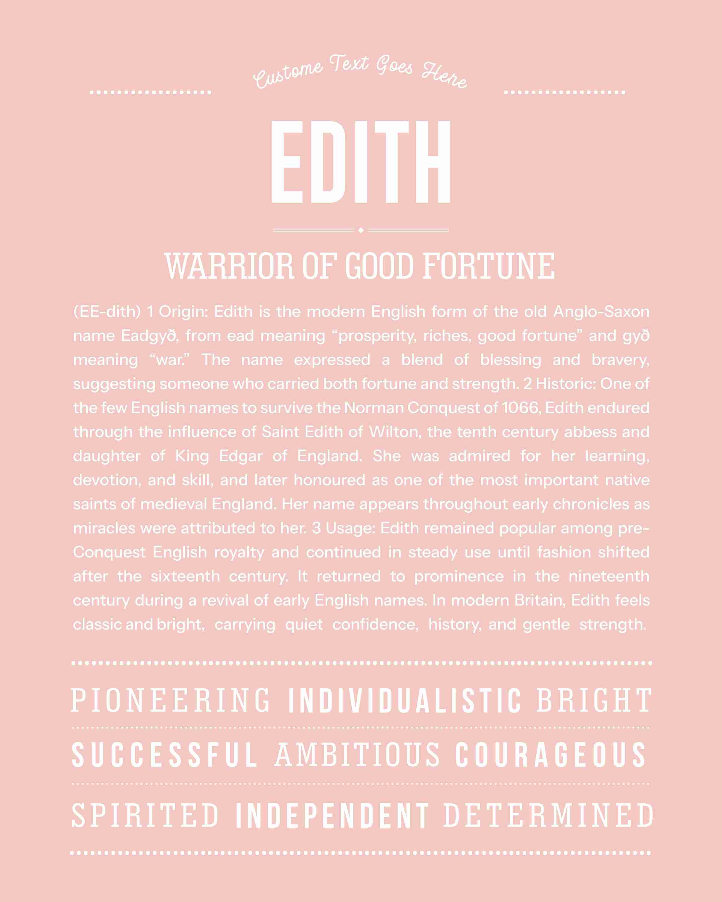 Edith | Personalised Name Meaning Print – Custom Name Art Gift