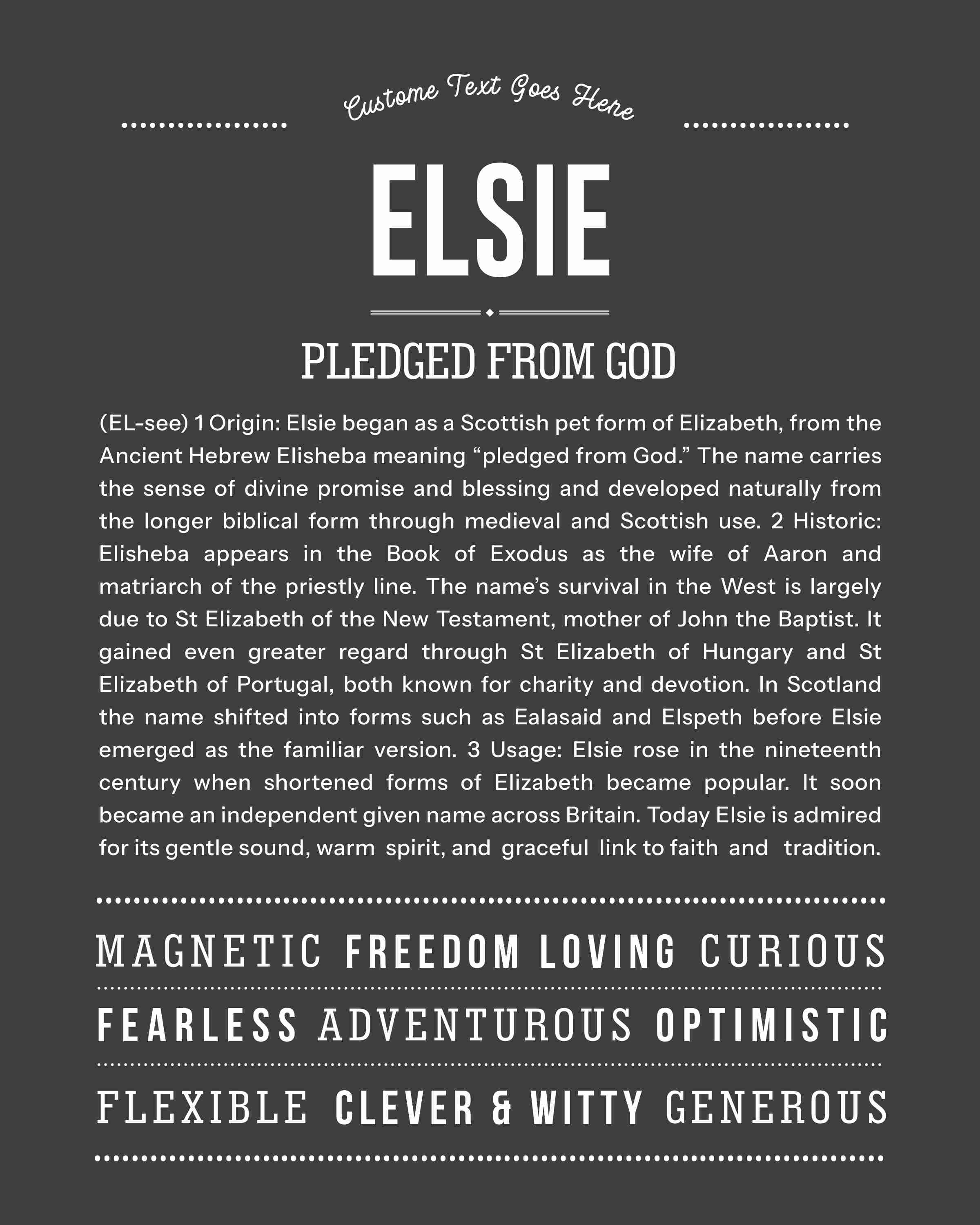Elsie | Personalised Name Meaning Print – Custom Name Art Gift