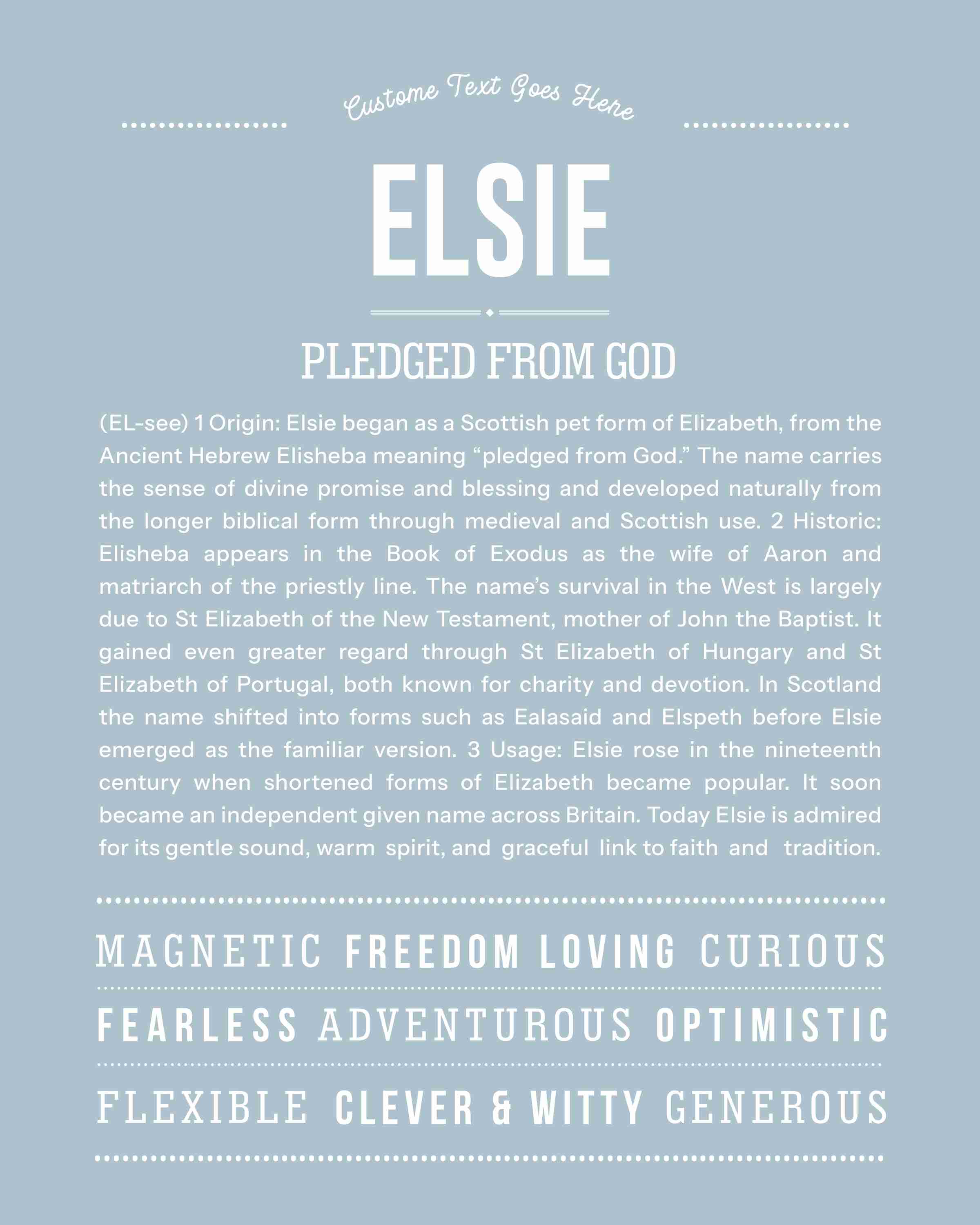 Elsie | Personalised Name Meaning Print – Custom Name Art Gift