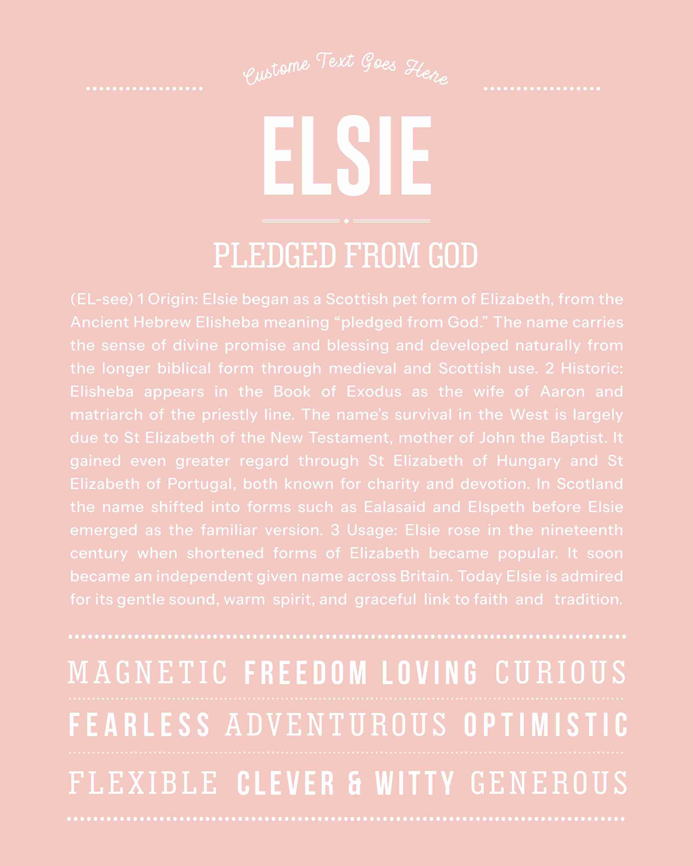 Elsie | Personalised Name Meaning Print – Custom Name Art Gift