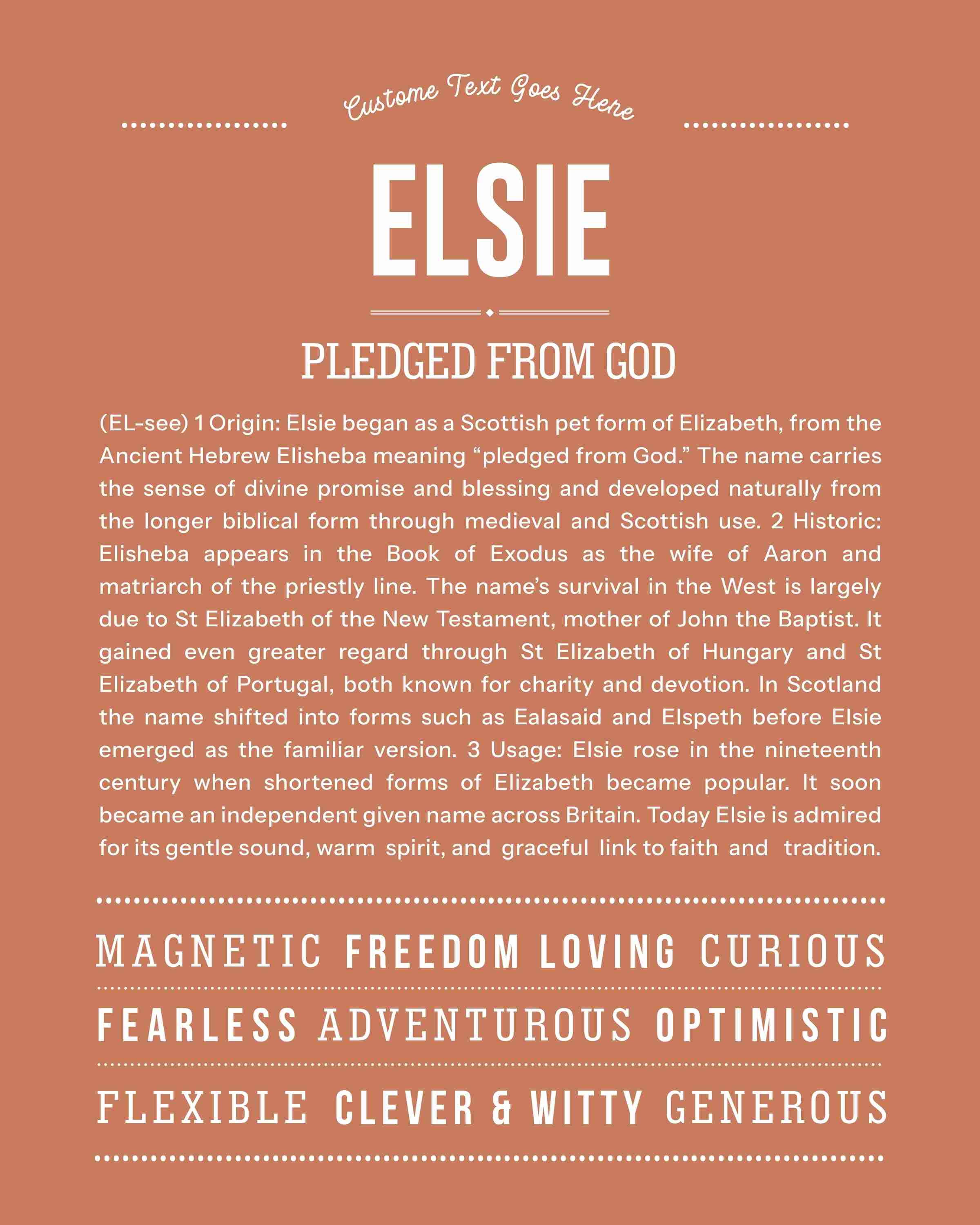 Elsie | Personalised Name Meaning Print – Custom Name Art Gift