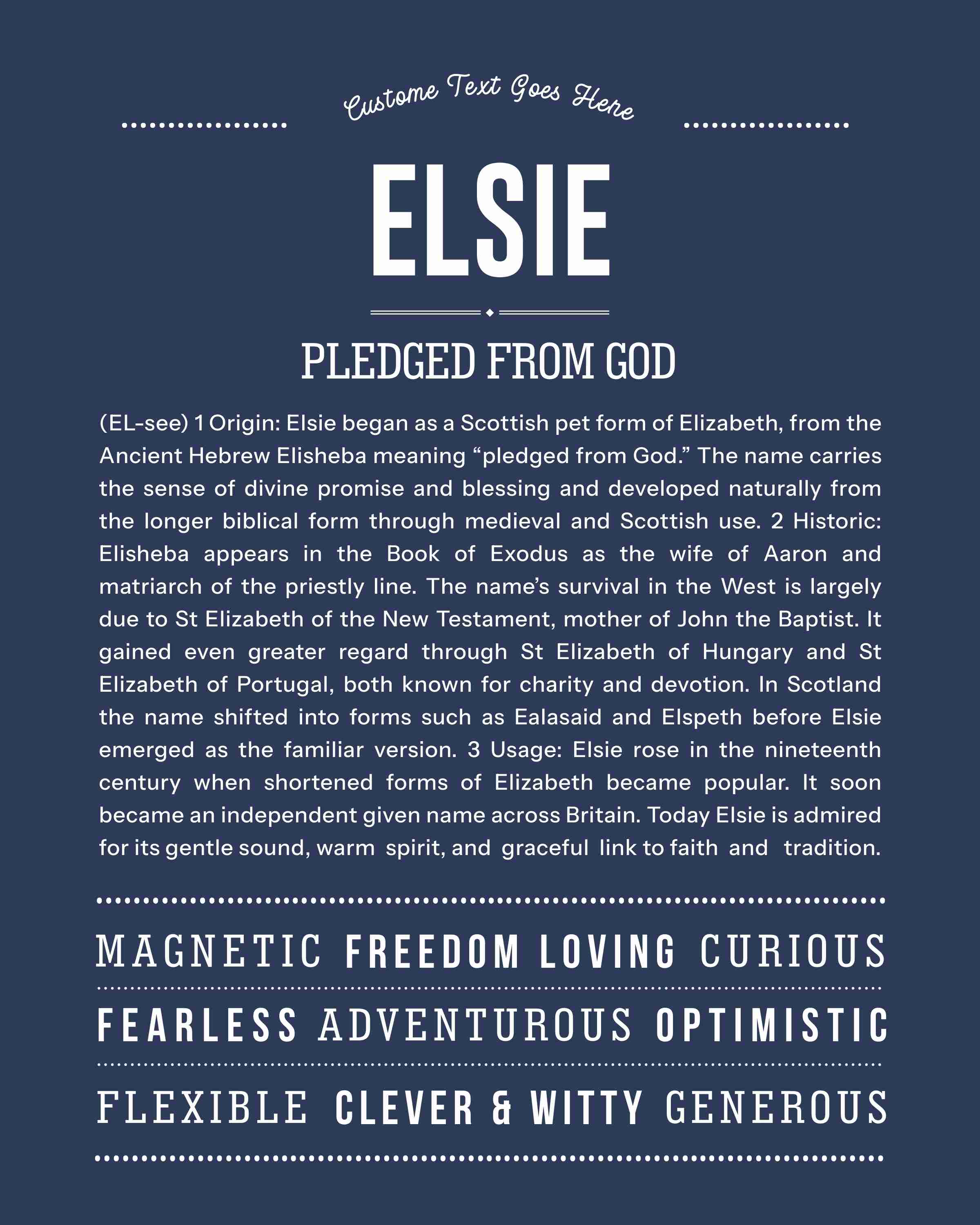 Elsie | Personalised Name Meaning Print – Custom Name Art Gift