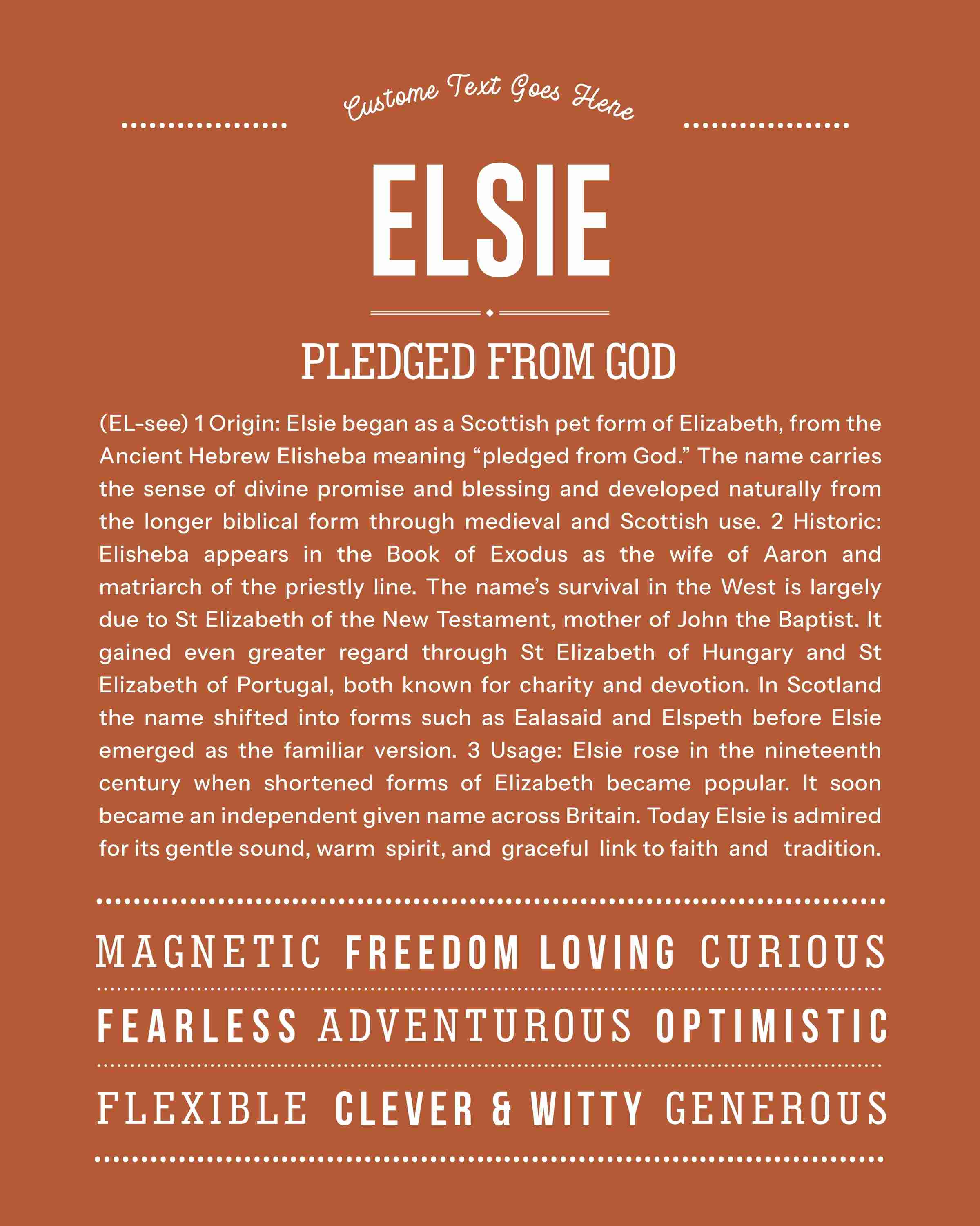 Elsie | Personalised Name Meaning Print – Custom Name Art Gift